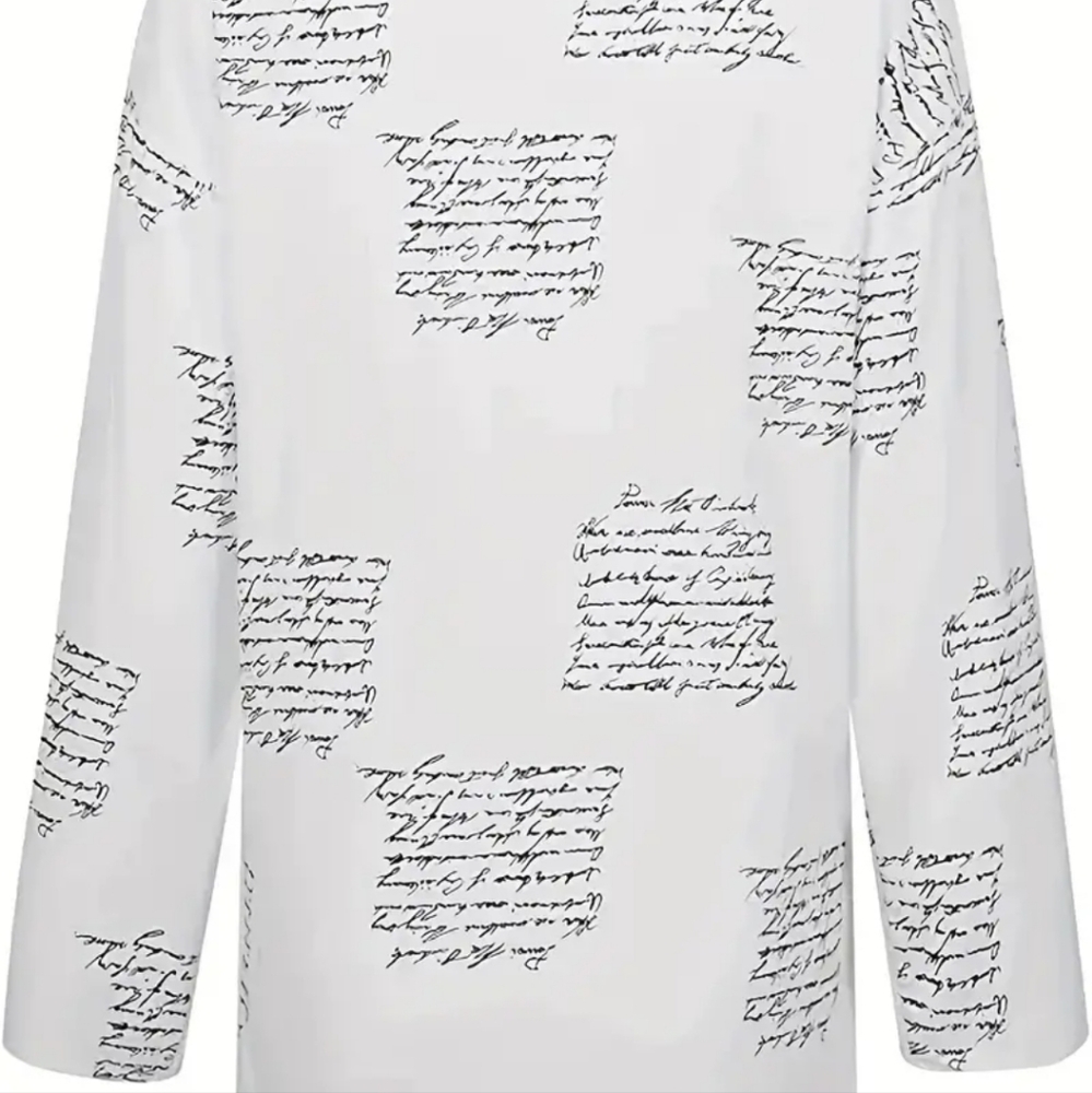 Tunic blouse blk/white script pattern. Loose fit. nwot Great spring summer Beach - Picture 3 of 5